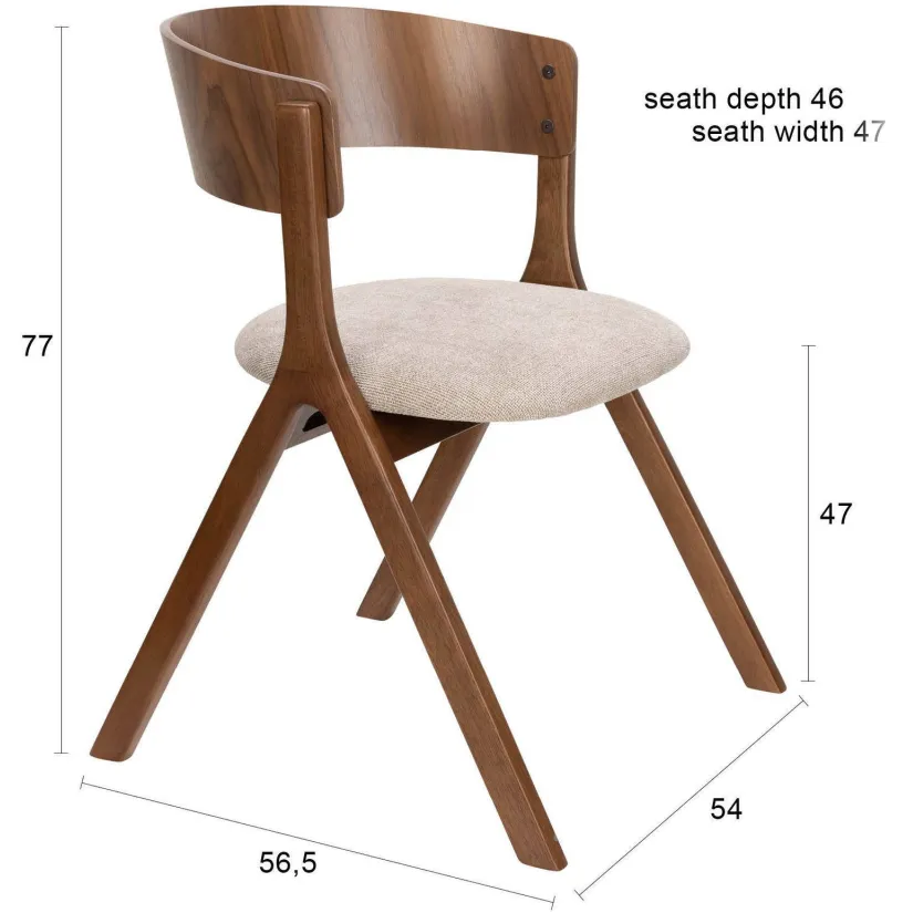 Dutchbone Bresso eetkamerstoelen walnoot beige, foto 4