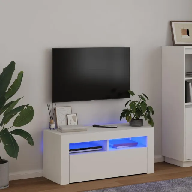 vidaXL Tv-meubel met LED-verlichting 90x35x40 cm wit, foto 2