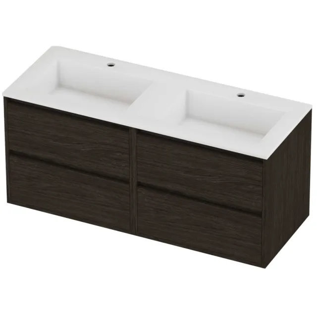 Proline Aristo Badmeubelset Polystone Elegant 4 Laden 120x46x54 cm Glans Wit Mokka Oak Eiken