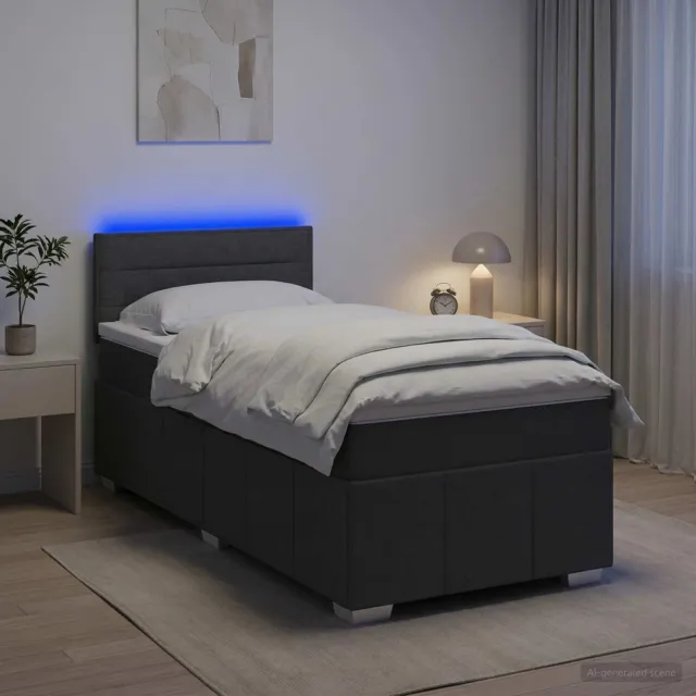 vidaXL Boxspringbed met matras Donkergrijs 100 x 200 cm Stof
