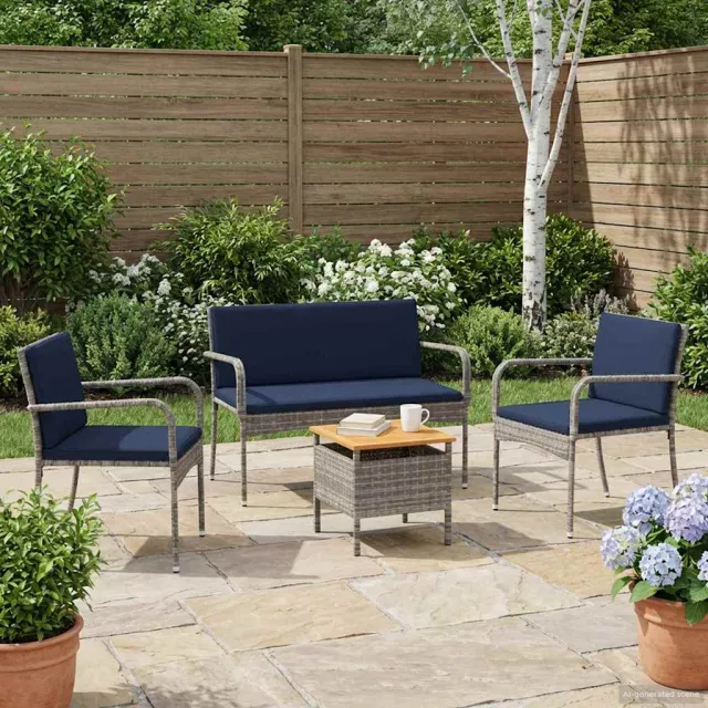 vidaXL Tuinset Grijs poly rattan