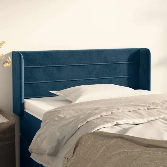 vidaXL Hoofdbord met randen 83x16x78/88 cm fluweel donkerblauw blauw