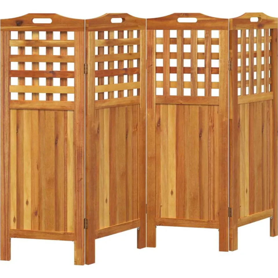 vidaXL Kamerscherm met 4 panelen 162x2x115 cm massief acaciahout bruin, foto 4