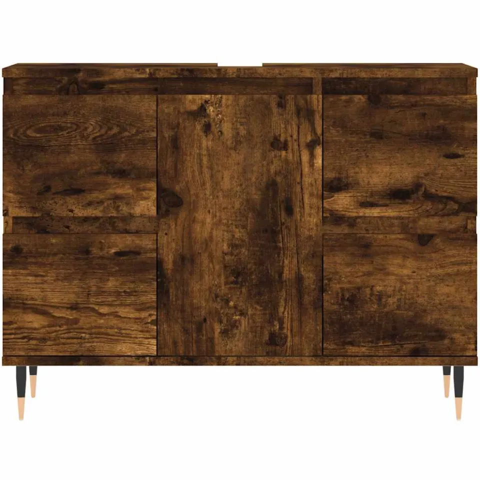 vidaXL Badkamerkast 80x33x60 cm bewerkt hout gerookt eikenkleurig, foto 4