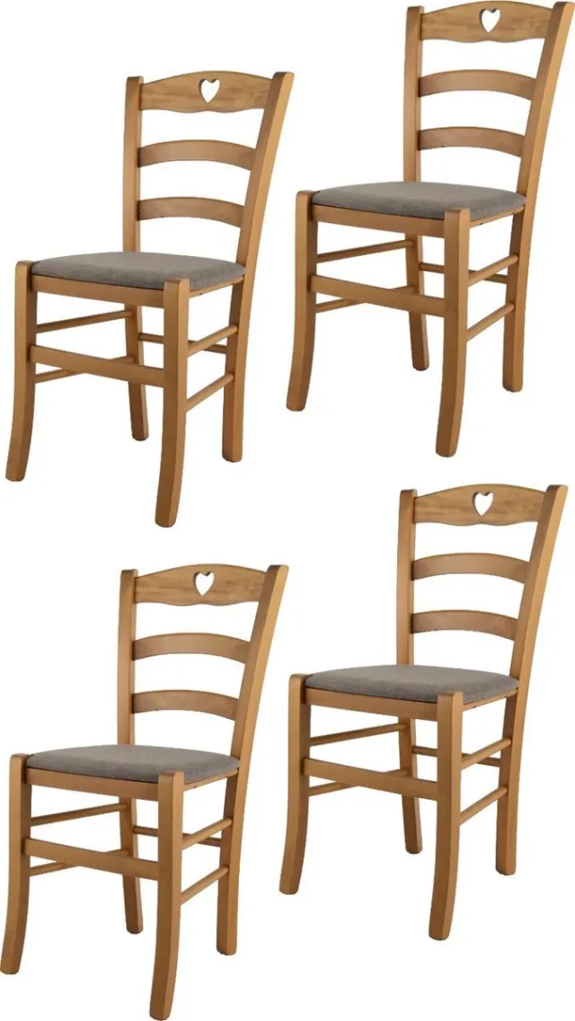 t m c s Tommychairs Cuore - Eetkamerstoelen - Set van 4 - Eikenhout - Stof