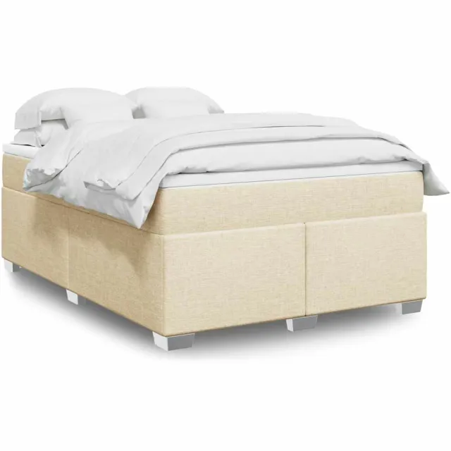 vidaXL Boxspring met matras stof crèmekleurig 140x190 cm