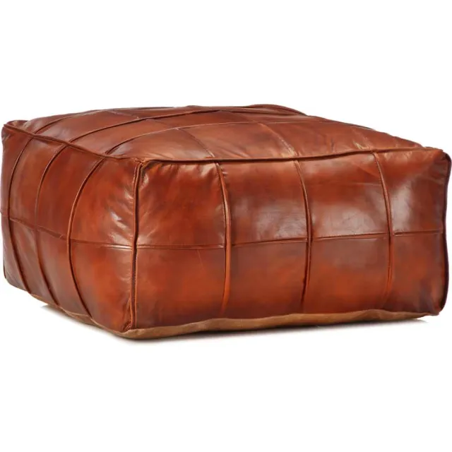 vidaXL Poef 60x60x30 cm echt geitenleer tan Bruin