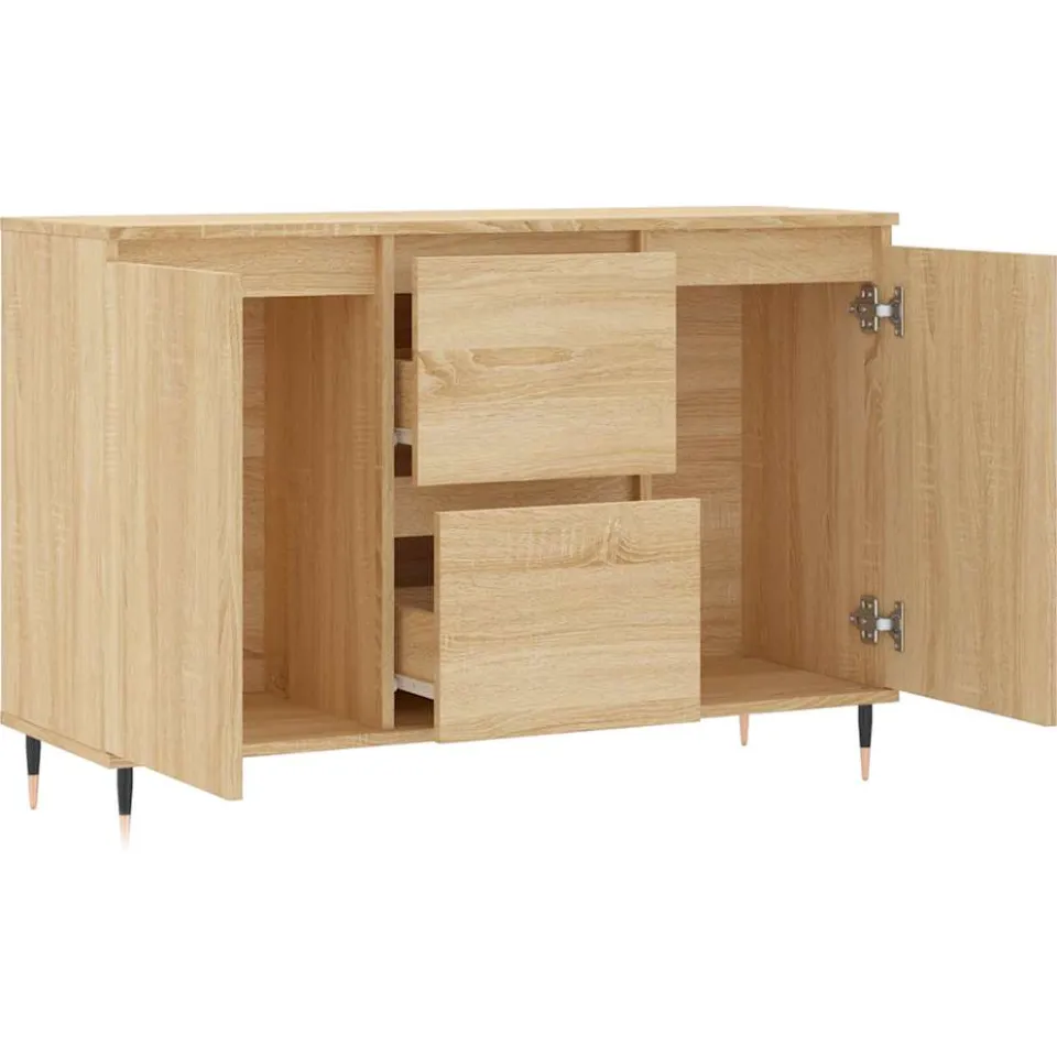 vidaXL Dressoir 101,5x35x70 cm bewerkt hout sonoma eikenkleurig, foto 4