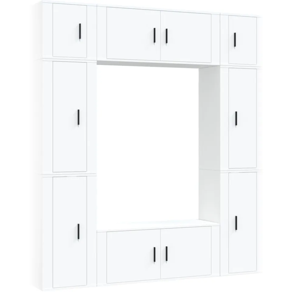 vidaXL 8-delige Tv-meubelset bewerkt hout wit, foto 3