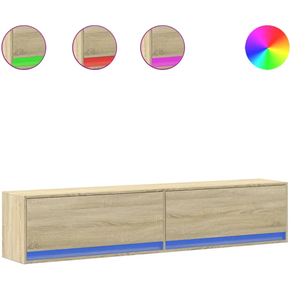 vidaXL Tv-wandmeubel met LED-verlichting 180x31x38 cm sonoma eiken, foto 3
