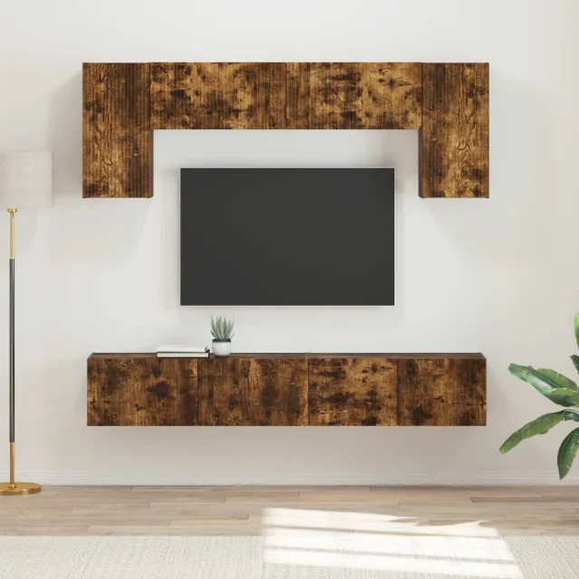 vidaXL Tv-meubelset 4 st Gerookt eiken Bewerkt hout Bruin