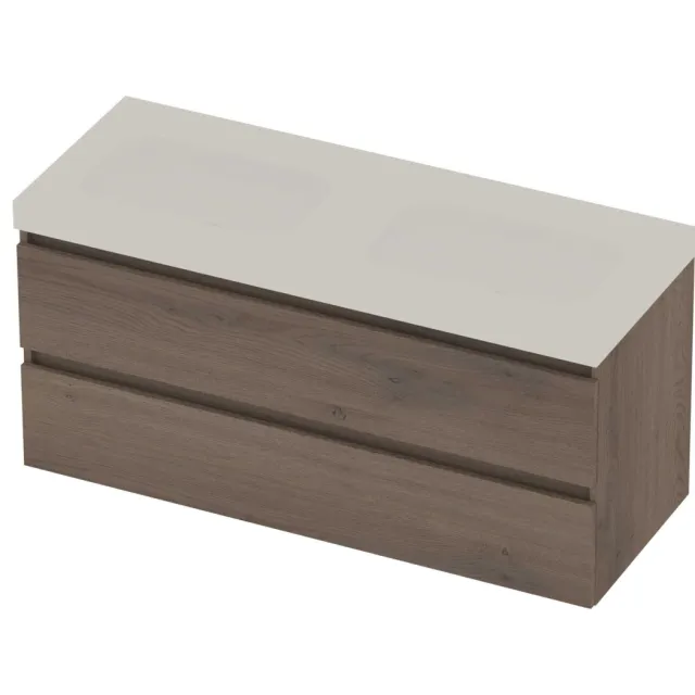 Basic-Line Moby 46 Badmeubelset Polystone 120x46x58 cm M46MWEDO120D0 Dusk Oak Mat Wit