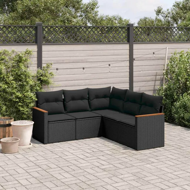 vidaXL Patio Sofa Set 5-zits Black, foto 2