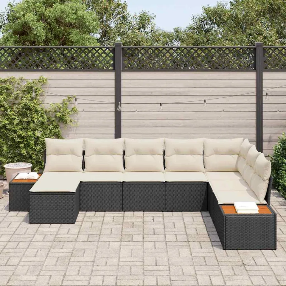vidaXL Tuinbankenset 8 st Zwart Poly riet, foto 3