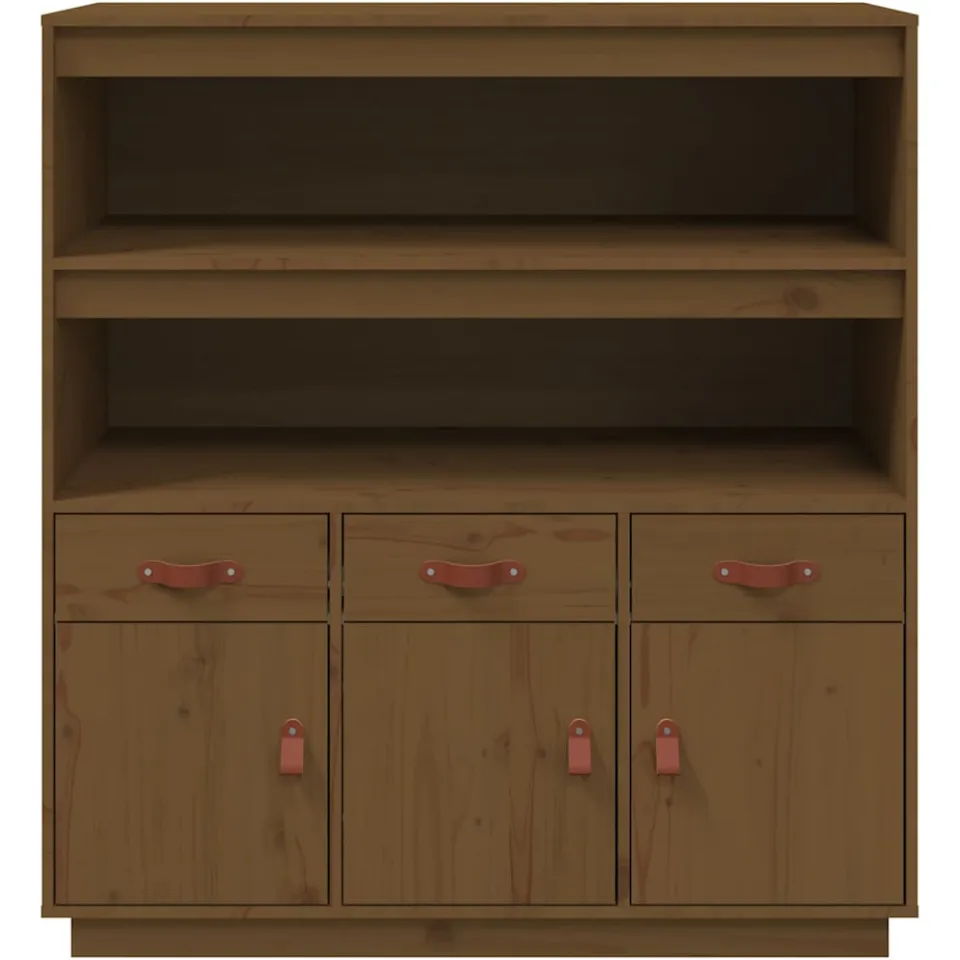 vidaXL Hoge kast 100x40x108,5 cm massief grenenhout honingbruin bruin, foto 3