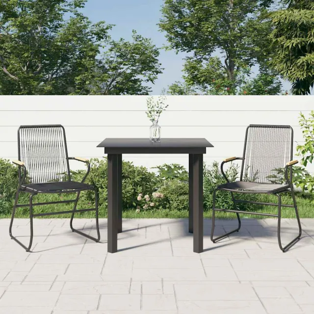 vidaXL 3-delige Tuinset PVC-rattan zwart, foto 2