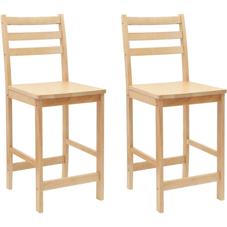 vidaXL Eettafelstoelen 2 st Massief Rubberhout Naturel Bruin