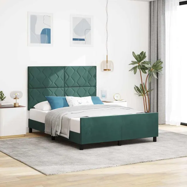 vidaXL Boxspringbed met hoofdeinde Donkergroen 140 x 200 cm Fluweel