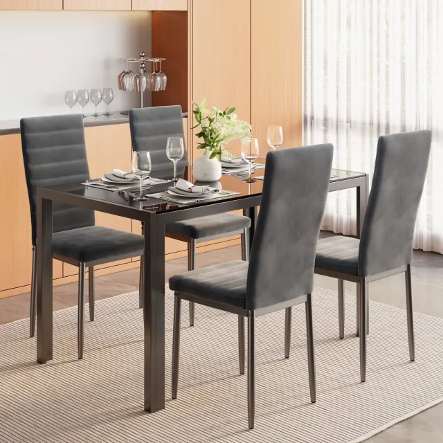Bealife TB40C Eetkamerstoelen - 4 stoelen - Velvet bekleed - Donkergrijs Donker Grijs