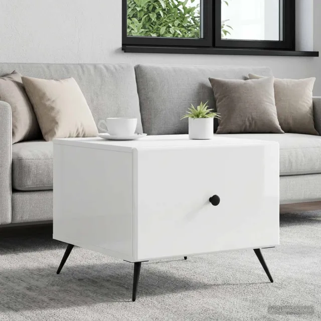 vidaXL Salontafel Hoogglans Wit 49 x 50 x 40 cm Bewerkt hout, foto 2