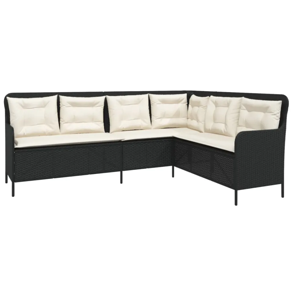 vidaXL 2-delige Loungeset met kussens poly rattan zwart