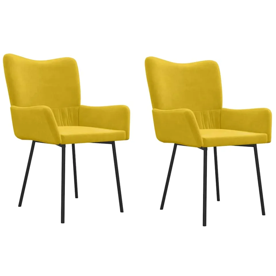 vidaXL Eetkamerstoelen 2 st fluweel geel