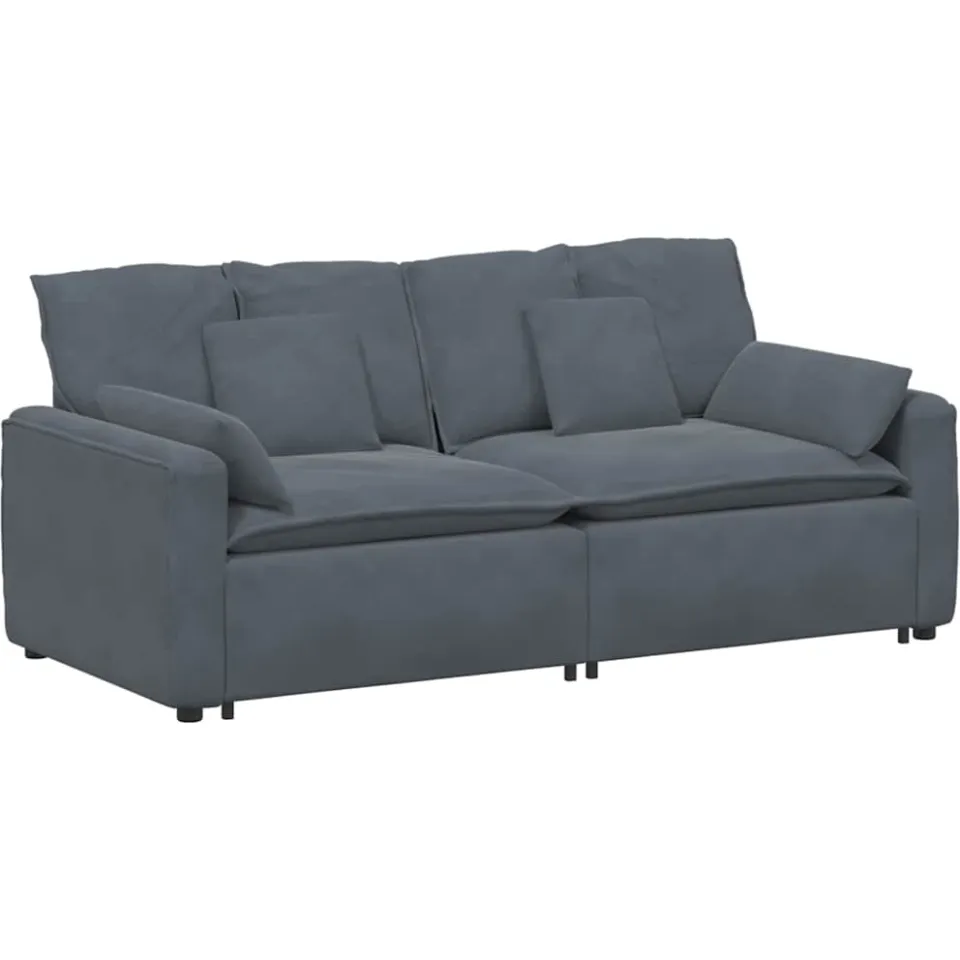 vidaXL Modulaire bank met kussens donkergrijs grijs, foto 3