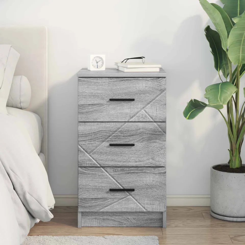 vidaXL Nachtkastje Grijs sonoma 38 x 38 x 66 cm Bewerkt hout, foto 3
