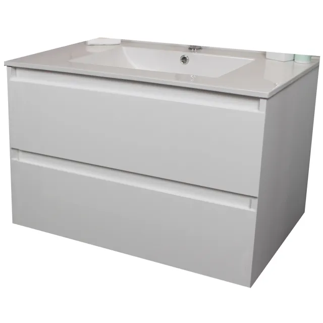 Boss & Wessing Badkamermeubel BWS Pepper Wastafel Porselein Met Kraangat 80x55x46 cm Wit