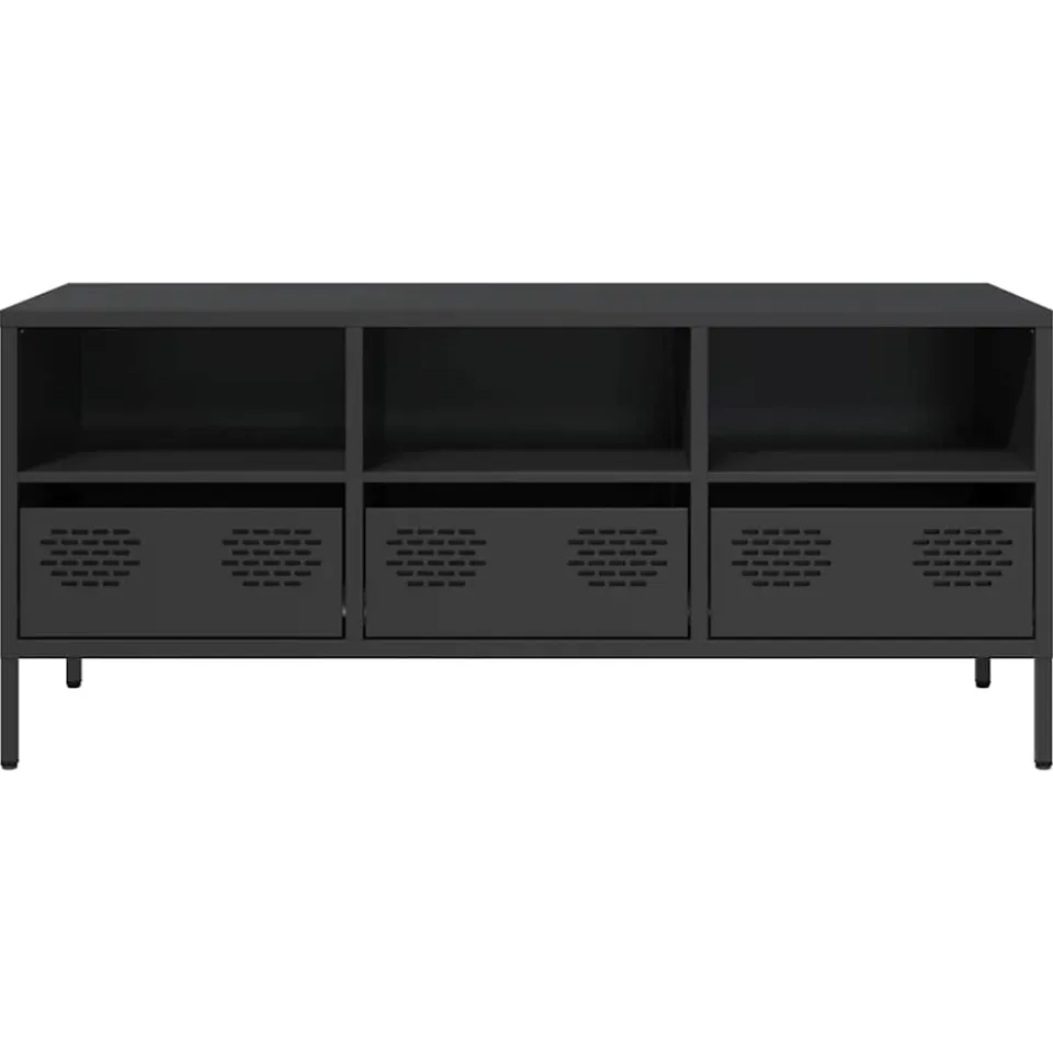 vidaXL Tv-meubel 101,5x39x43,5 cm koudgewalst staal zwart, foto 4
