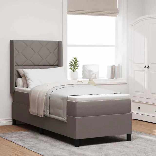 vidaXL LED Box Spring Bed met hoofdeinde Taupe 90 x 190 cm Stof