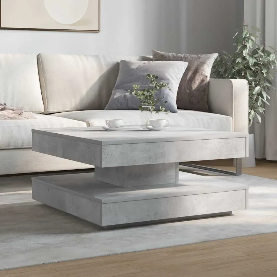 vidaXL Salontafel 360 graden draaibaar 70x70x34,5 cm betongrijs grijs, foto 2