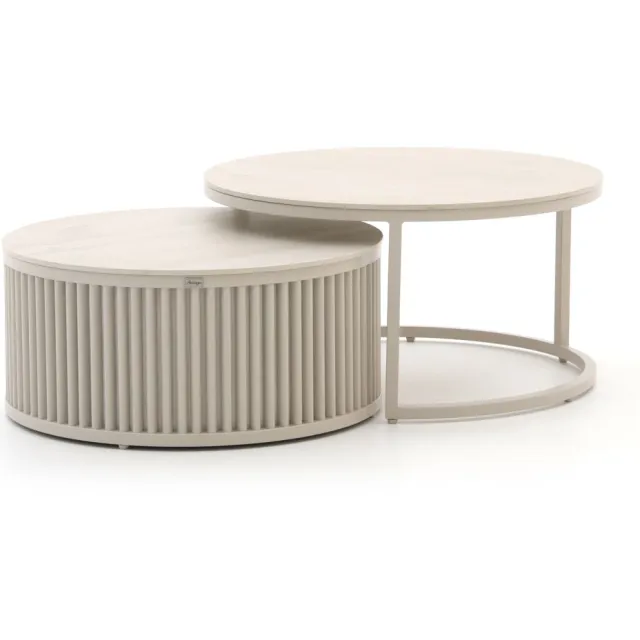 Bellagio tuinmeubelen Bellagio Oriago lounge tuintafelset ø85cm(h:45cm)/ø78cm (h:36cm) Taupe