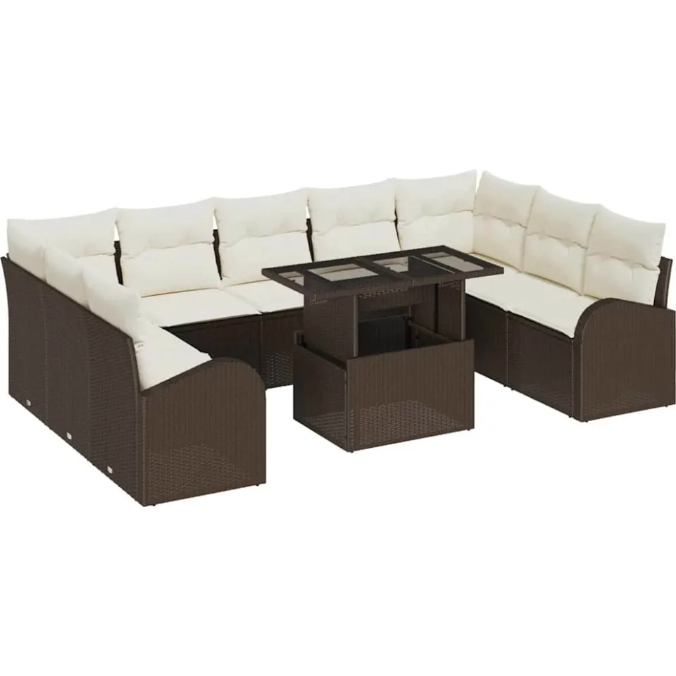 vidaXL Tuin Sofa Set 10 st Bruin Poly riet