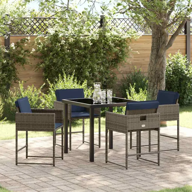 vidaXL Tuin eettafelset 5 st Grijs poly rattan