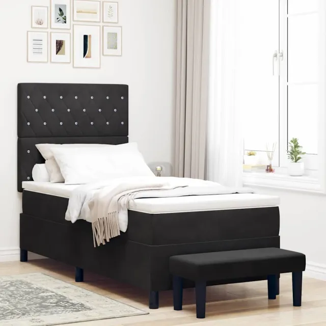 vidaXL Boxspring bed met kussen Zwart 200 x 100 cm Fluweel