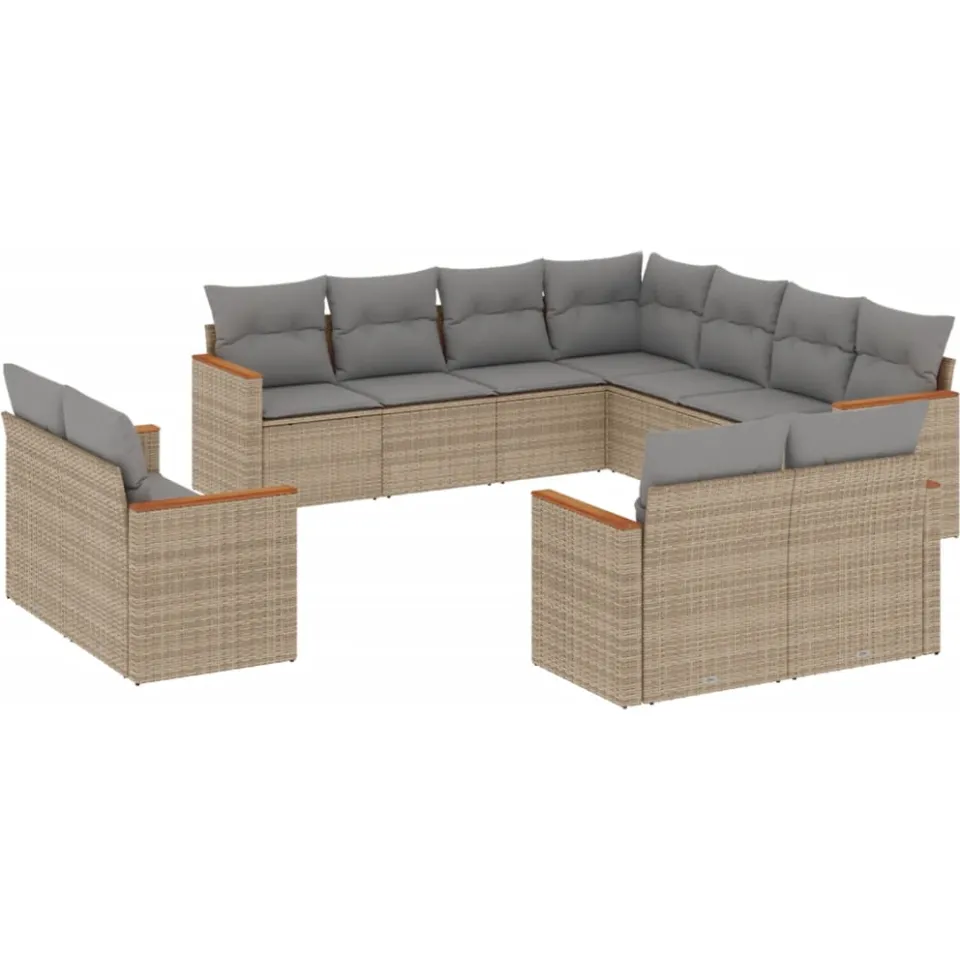 vidaXL Patio Sofa Set 11-zits Gemengd beige, foto 3
