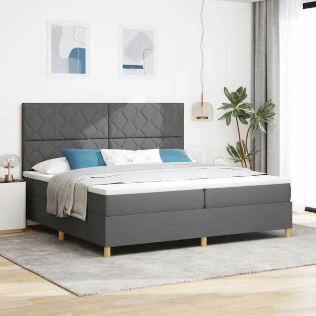 vidaXL LED Box Spring Bed met hoofdeinde Donkergrijs 200 x 200 cm Stof