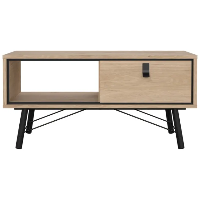 Giga Living Salontafel Ry - Met Lades - Zwart/Naturel - 100x50x50cm