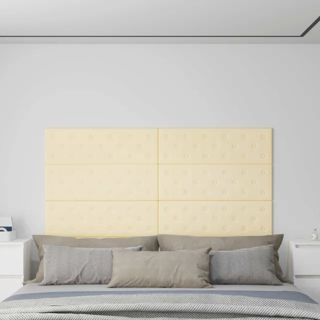 vidaXL Wandhoofdbord 12 st Crème Nep Leer