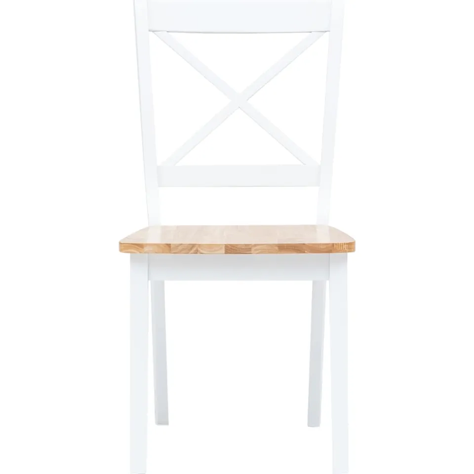 vidaXL Eetkamerstoelen 6 st massief rubberwood wit en naturel, foto 3