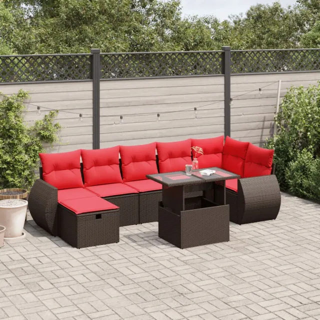 vidaXL 8-delige tuinbankset met kussens, bruin polyrotan, foto 2