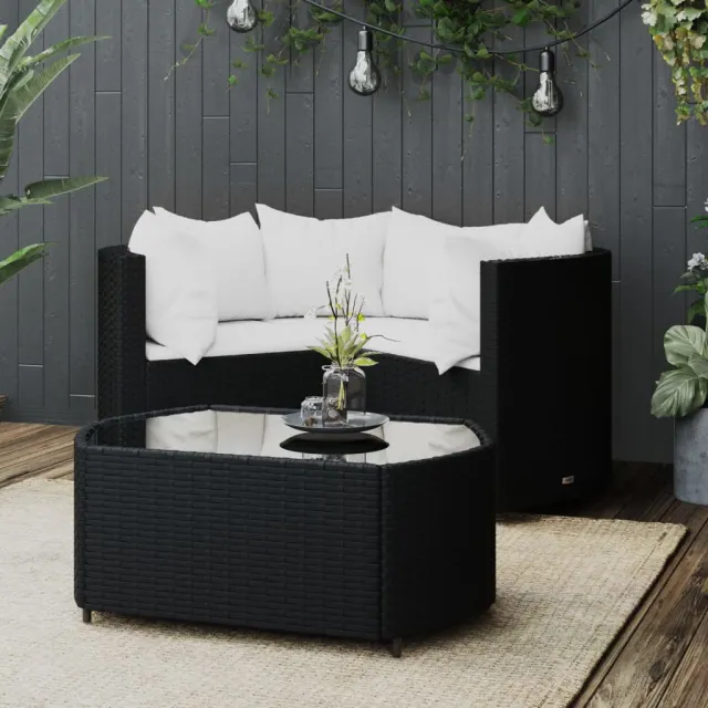 vidaXL 4-delige Loungeset met kussens poly rattan zwart, foto 2