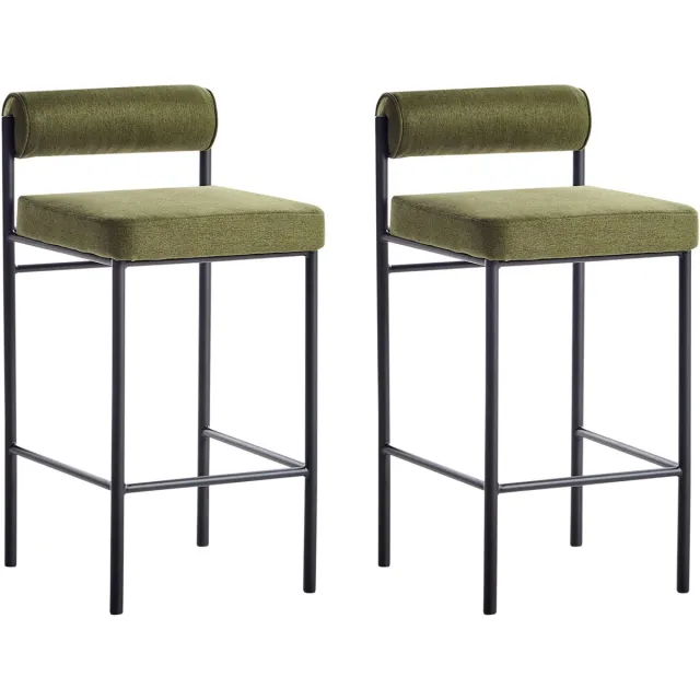 Beliani AMAYA - Barkruk set van 2 - Olijfgroen - Polyester