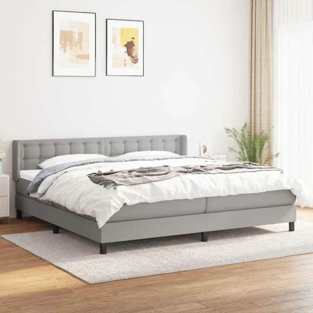 vidaXL Boxspring met matras stof lichtgrijs 200x200 cm grijs