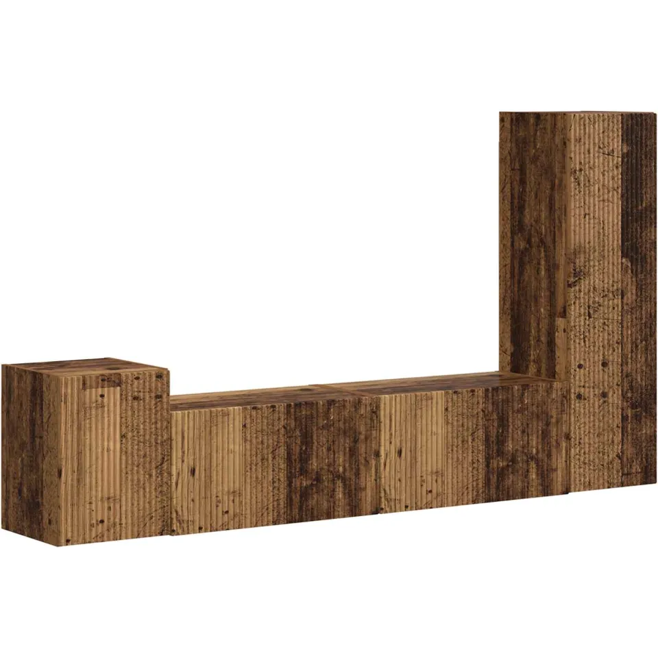 vidaXL Tv-meubelset 4 st 30 x 31 x 100 cm Oudhout bruin, foto 3