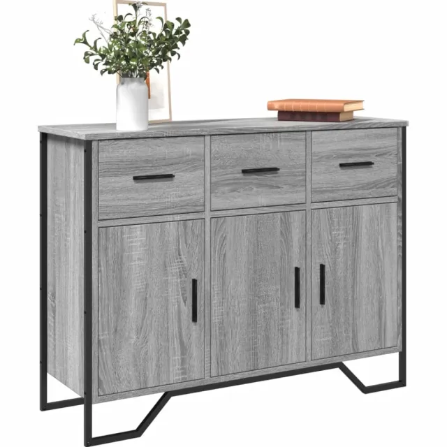 vidaXL Dressoir 97x32,5x74,5 cm bewerkt hout grijs sonoma eikenkleur