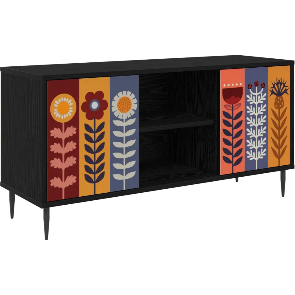 vidaXL Tv-meubel ESSEN 102 x 33 x 51 cm Zwart eiken Bewerkt hout, foto 3