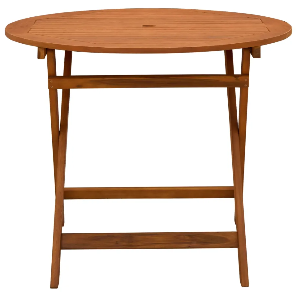 vidaXL Vouw Tuintafel Bruin Ø 90 x 75 cm Massief Eucalyptushout