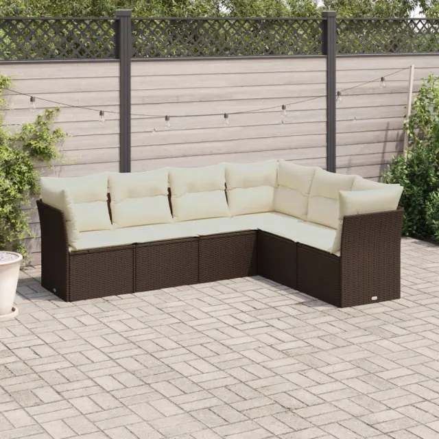 vidaXL 6-delige Loungeset met kussens poly rattan bruin, foto 2